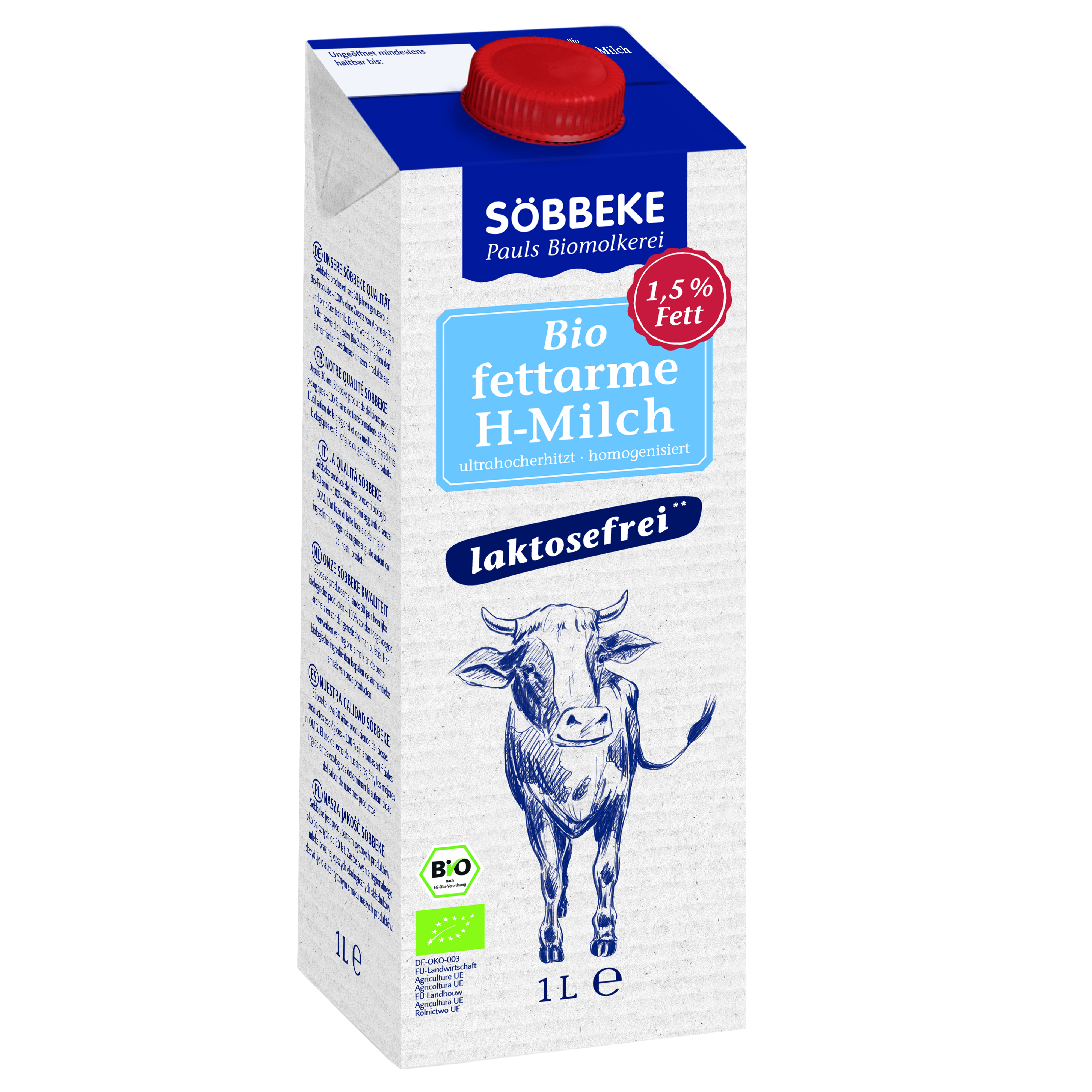 Söbbeke Lactosevrije melk 1,5% UHT bio 1l